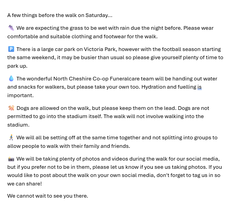 A few things before the Hope100 walk on Saturday...

We cannot wait to see you there.