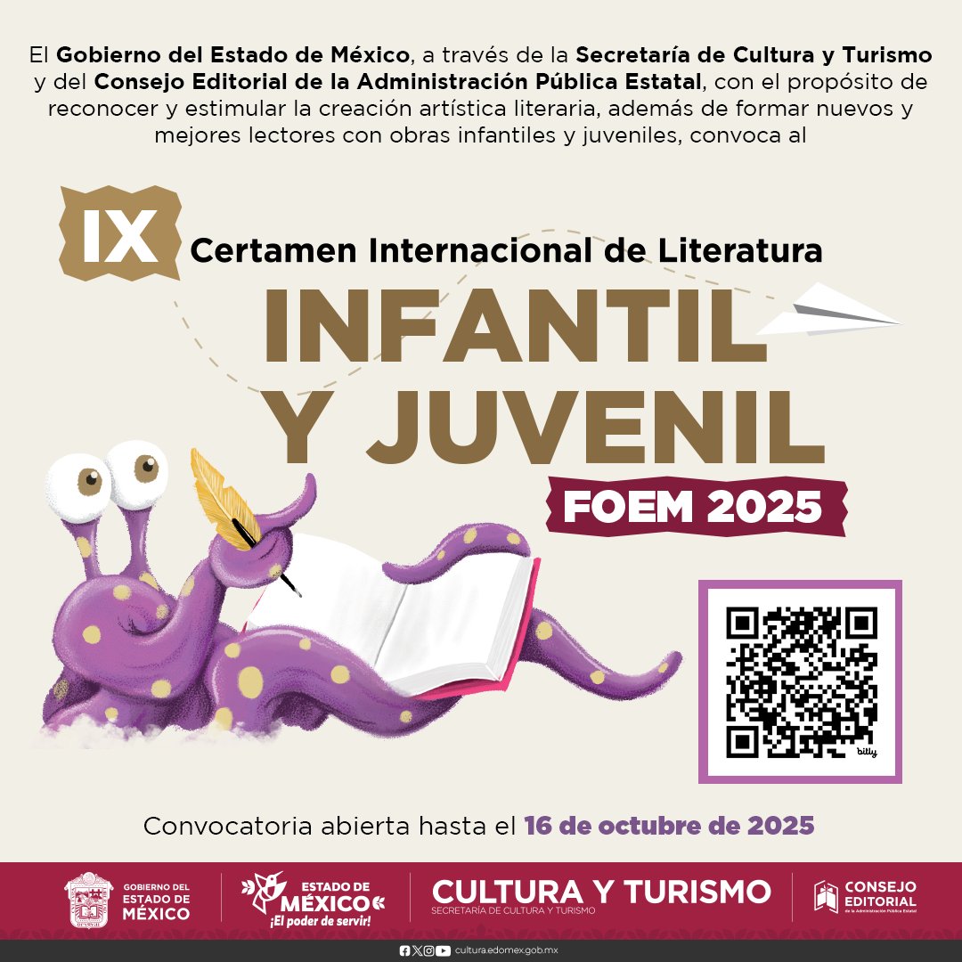 ¿Escribes para niños o jóvenes?
Buscamos historias que inspiren, diviertan y conecten con nuevas generaciones.
📅Hasta el 16 de octubre 2025
⏰Hasta las 23:59 horas
📍CEAPE Toluca 
Consulta las bases: bit.ly/43L9kOn
#ElPoderDeServir