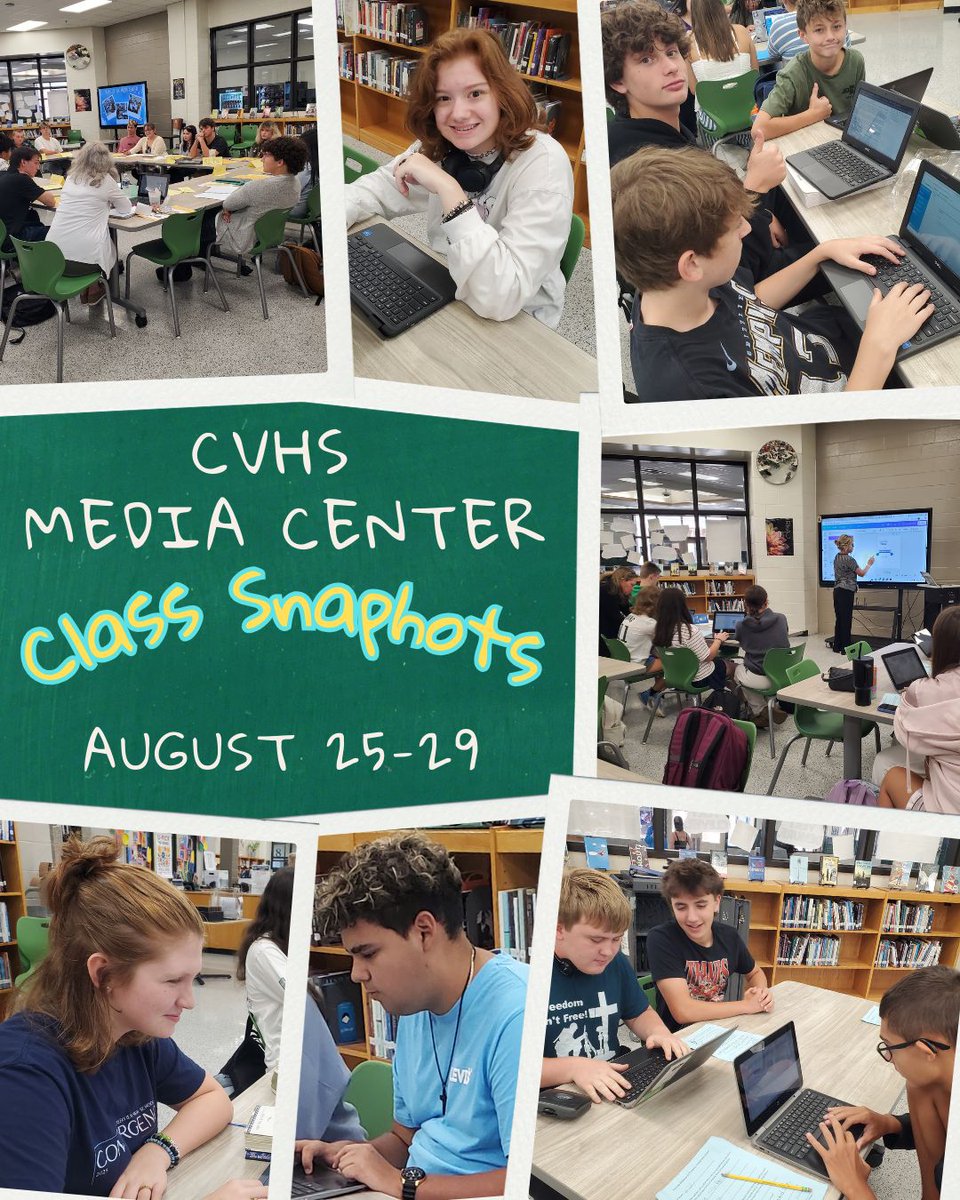 Last week was a busy week in the CVHS MC! Working with Anderson's Lit Comp I, Loversky's Advanced Comp, Markham's US History, and Hopkins &amp; Wallace's Achieve students, we covered MC Orientation, research, and Canva. Looking forward to supporting more Ss &amp; Ts this week!