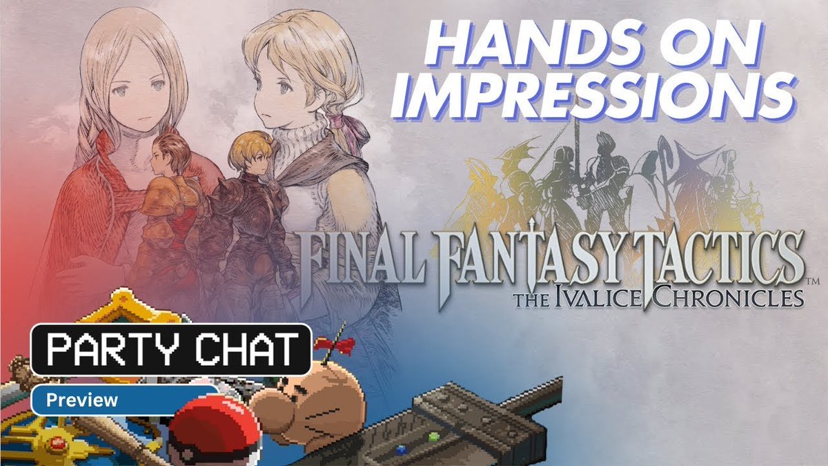 For <a href="/PartyChatJRPG/">Party Chat: A JRPG Podcast</a> and joined by <a href="/JRPG_Pursuit/">The JRPG Pursuit Podcast</a>, <a href="/KevinKenson/">Kevin Kenson</a> and I went hands-on with Final Fantasy Tactics. After playing around an hour of this game I was pretty smitten with the characters, story, and artistic charm. Up now on YouTube and Podcast Services.

Link below!