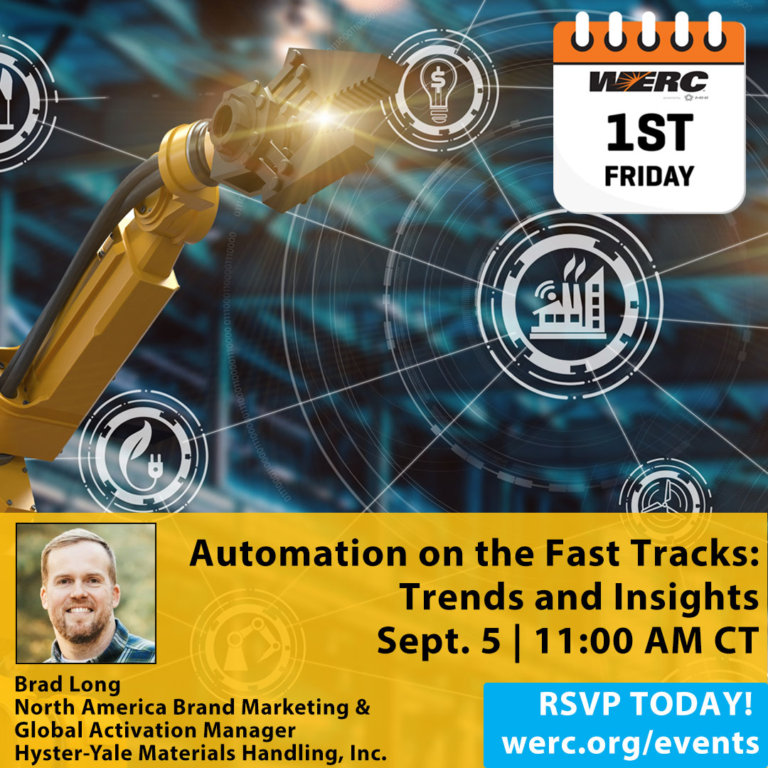 This Friday is your chance to hear from your warehousing and DC peers about how they are starting to implement automation and robotics. Join our Sept. 5 Zoom chat at 11:00 AM CT. Register here: werc.org/events/EventDe…