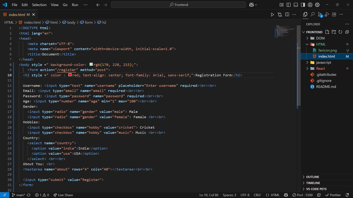 itsamitsingh17's tweet image. 🚀 #100DaysOfWebDev – Day 2/100
Revised complete HTML fundamentals + brushed up on some CSS topics. 🎨
Built a simple HTML form to practice structure &amp;amp; inputs.
Step by step, moving closer to becoming a Full-Stack Dev! 🌱✨
#100DaysOfWebDev #100DaysOfCode  #WebDevelopment