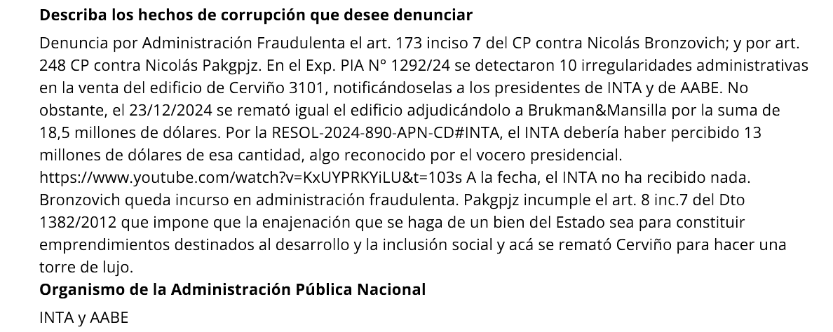 DefLaCienArg's tweet photo. 🇦🇷 29 de agosto de 2025.
DENUNCIA POR ADMINISTRACIÓN FRAUDULENTA 💸
contra el actual presidente del #INTA (cargo político), Nicolás Bronzovich y contra el ex ejecutivo de IRSA que Milei puso a conducir a la agencia que administra los bienes del Estado, la #AABE, Nicolás Pakgojz https://t.co/QHXE1bEt1X