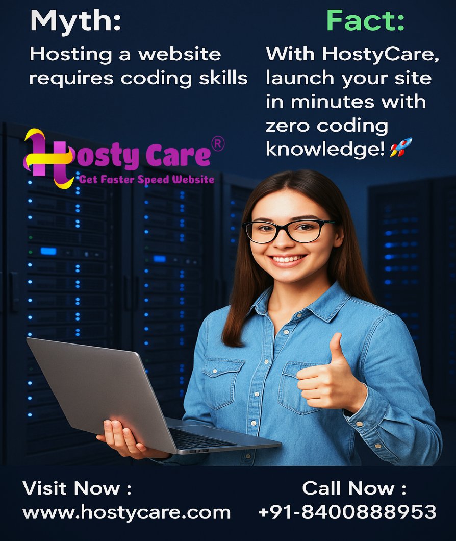 hostycare's tweet image. Think hosting a website needs coding? ❌
With HostyCare, you can launch your site in minutes — zero coding required! 💻✨
📌 hostycare.com
📞 +91-8400888953
#HostyCare #WebHostingMadeEasy #NoCodingNeeded #FastWebsiteHosting #BusinessGrowth #LaunchYourWebsite