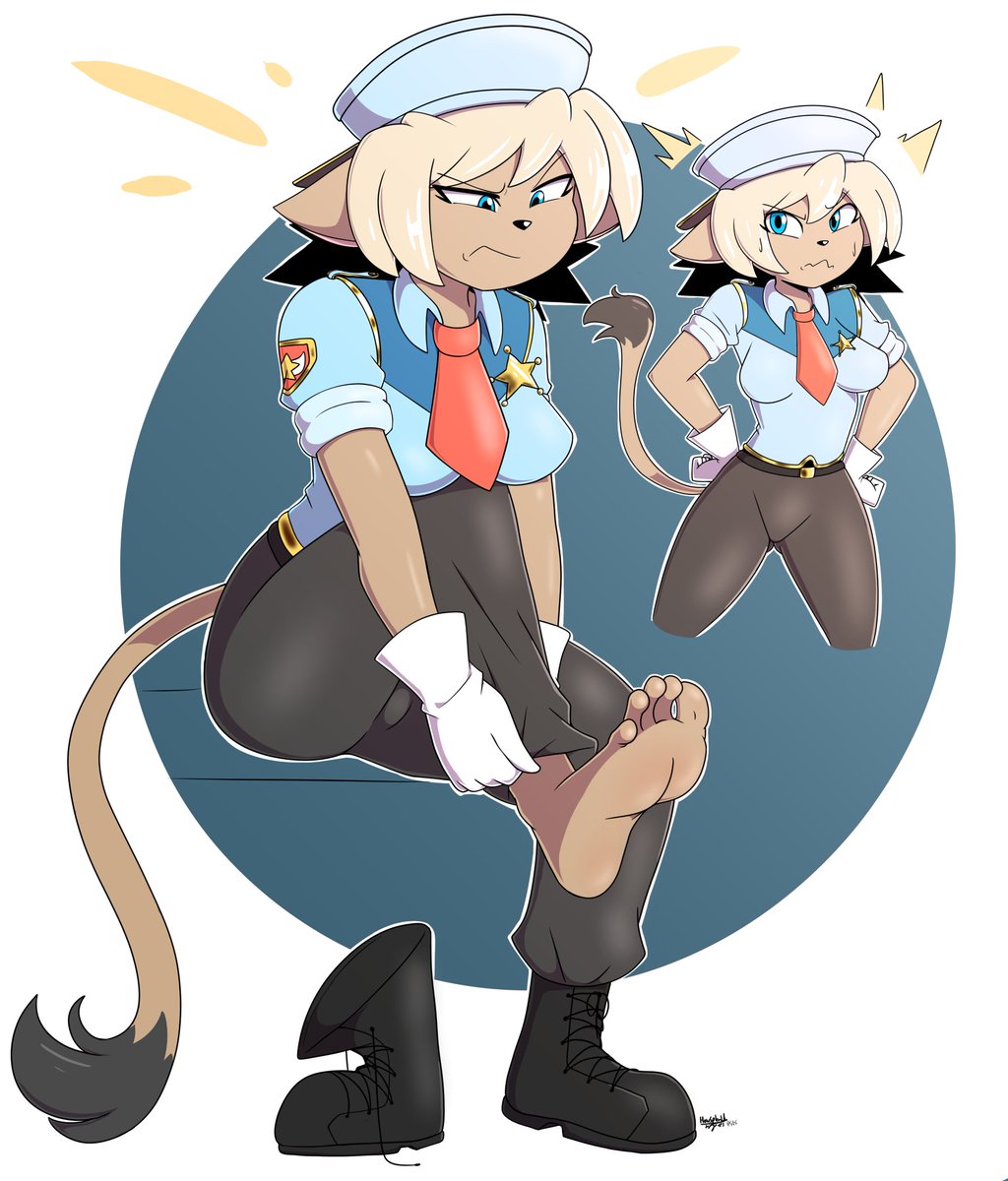 Alicia Pris from Tail Concerto trying on Waffle's uniform