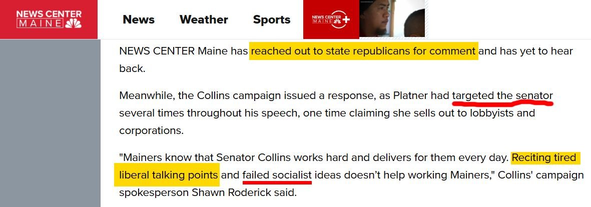 #Maine #MEpolitics 
We need to fight back harder than this.  At least Susan Collins' campaign called them Socialists.