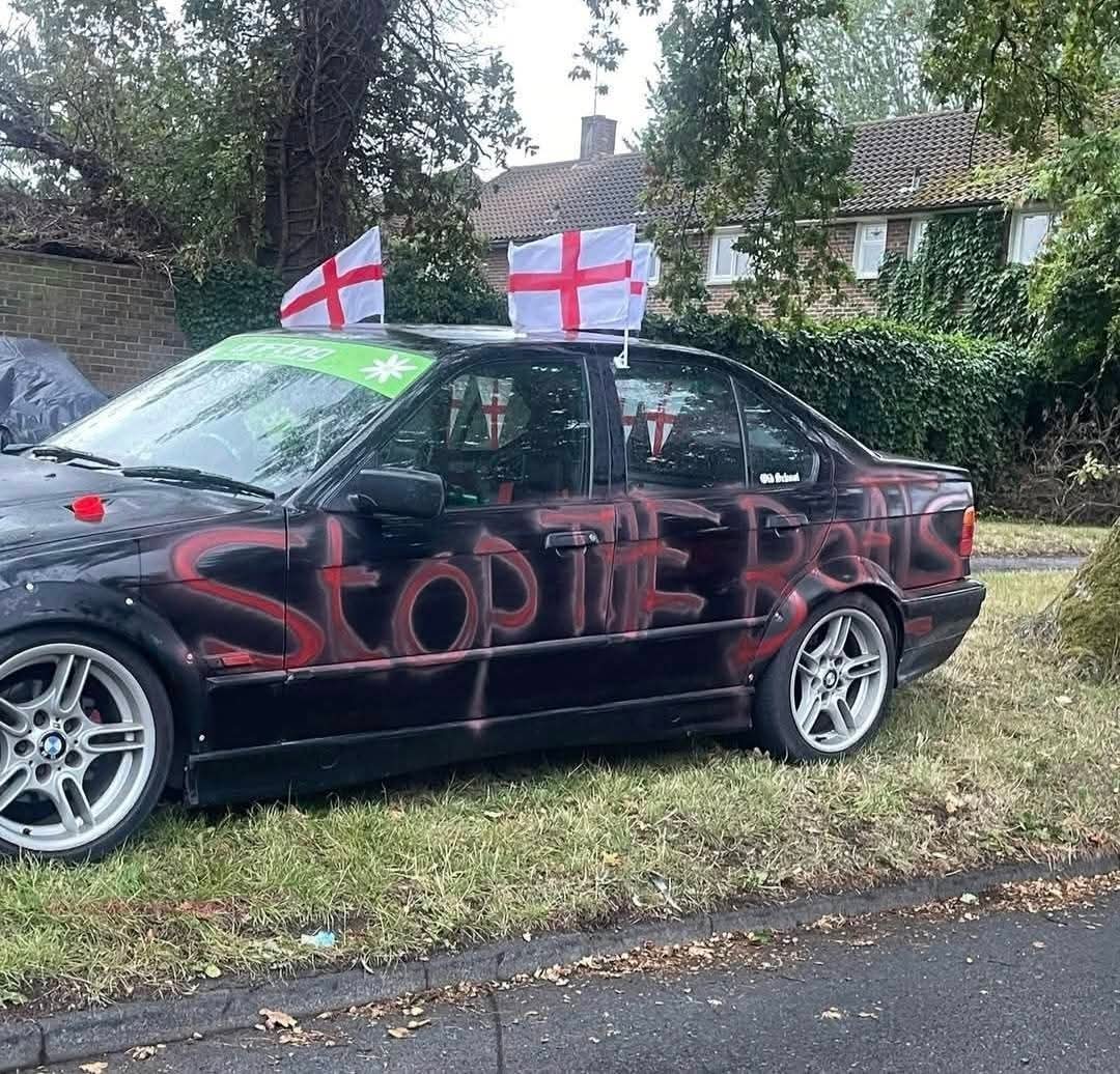 Bushra Shaikh (@bushra1shaikh) on Twitter photo The car of an Indian Nhs doctor, graffitied and vandalised. This isn't patriotism it is targeted racism and harassment.
Anything <a href="/Keir_Starmer/">Keir Starmer</a> The car of an Indian Nhs doctor, graffitied and vandalised. This isn't patriotism it is targeted racism and harassment.
Anything <a href="/Keir_Starmer/">Keir Starmer</a>