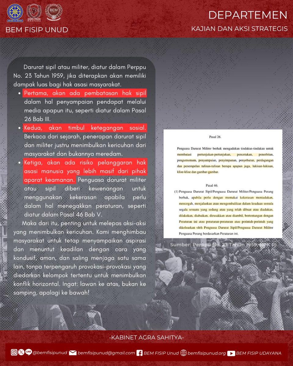 BEMFISIPUNUD's tweet photo. Dengan ini kami menyatakan tuntutan untuk para petinggi dan sesama pejuang, agar terwujudnya pemerintahan yang berpihak ke rakyat dan kestabilan keamanan negara itu sendiri.

Mari bersama bersatu dan saling menjaga. 🇲🇨 https://t.co/AOd81IzKfg