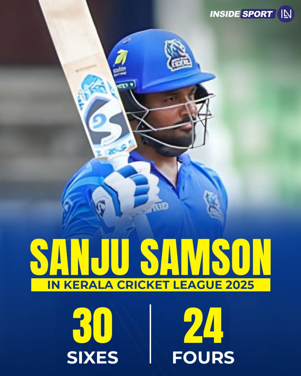 InsideSportIND's tweet image. Sanju Samson has been on a boundary scoring spree in the Kerala Cricket League 2025 🔥🏏

#SanjuSamson #KCL #Indiancricket #T20 #Insidesport #CricketTwitter