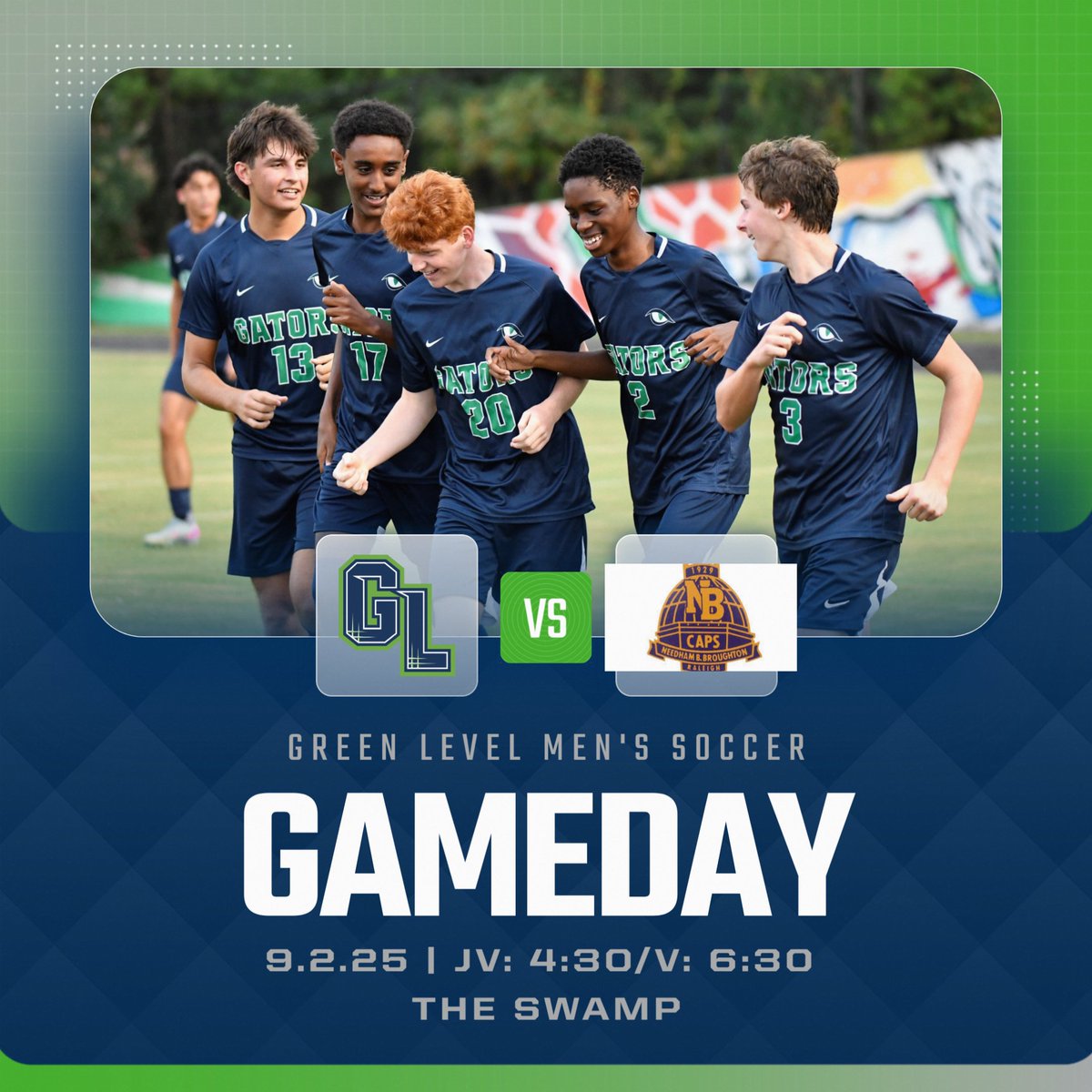 Please come out to the Swamp for our WCPSS Cup matches against Broughton. #levelup