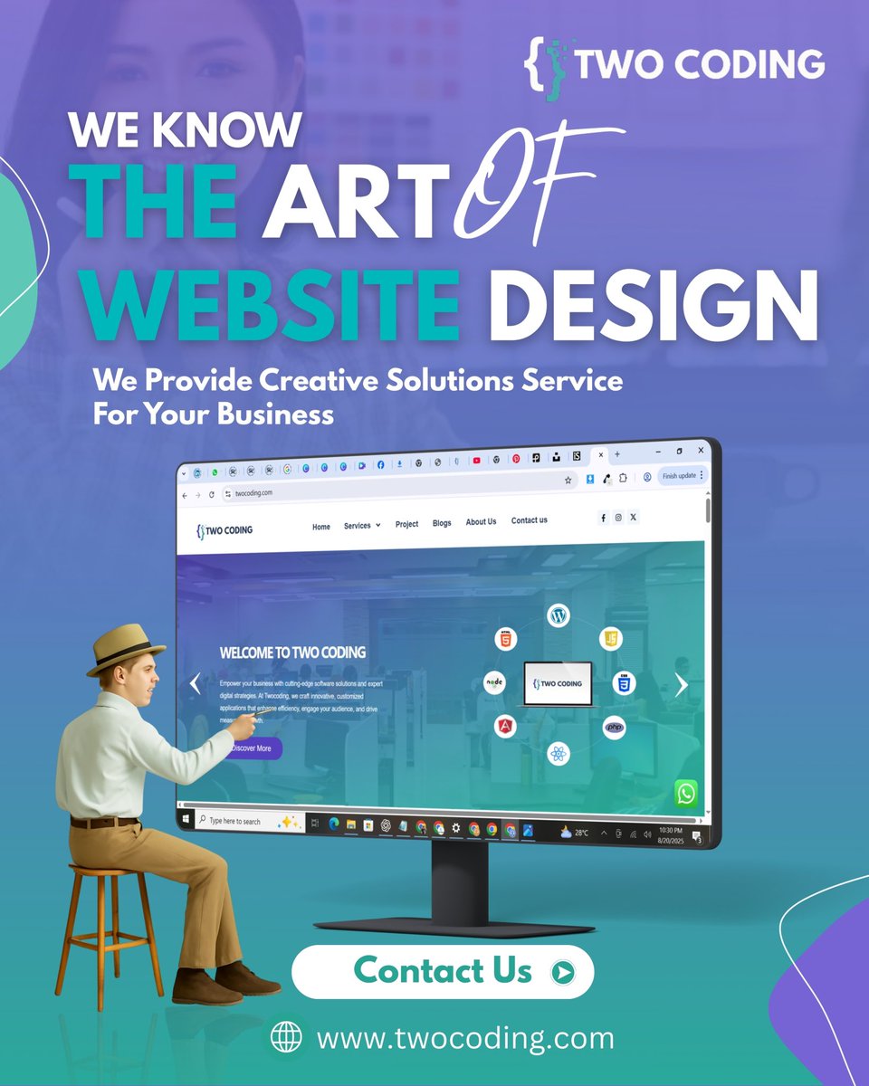 Twocoding's tweet image. We know the art of website design 
At TWO CODING, we create stunning &amp;amp; functional websites that bring your ideas to life. Ready to give your business a digital edge?

🌐 twocoding.com

#WebDesign #UIUXDesign #WebDevelopment #TwoCoding