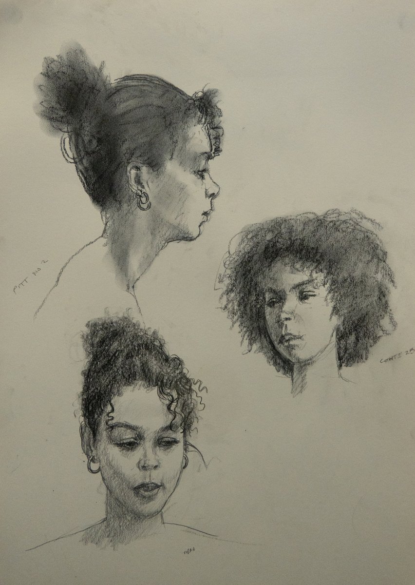 WHHolland's tweet image. Head study, two dry and one oil based crayon.

#Lifedrawing #figurativeart #headstudy