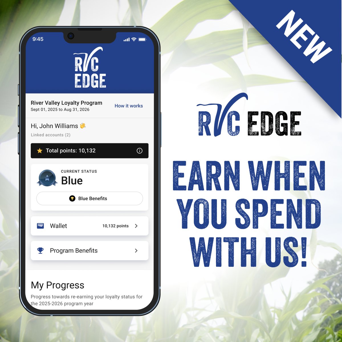 🎉 RVC Edge is here! Earn rewards on your agronomy purchases just by doing business with us. 

🌱 Points = $$ off future purchases! No sign-up needed—you’ll get a text with your custom dashboard to track progress. 😎