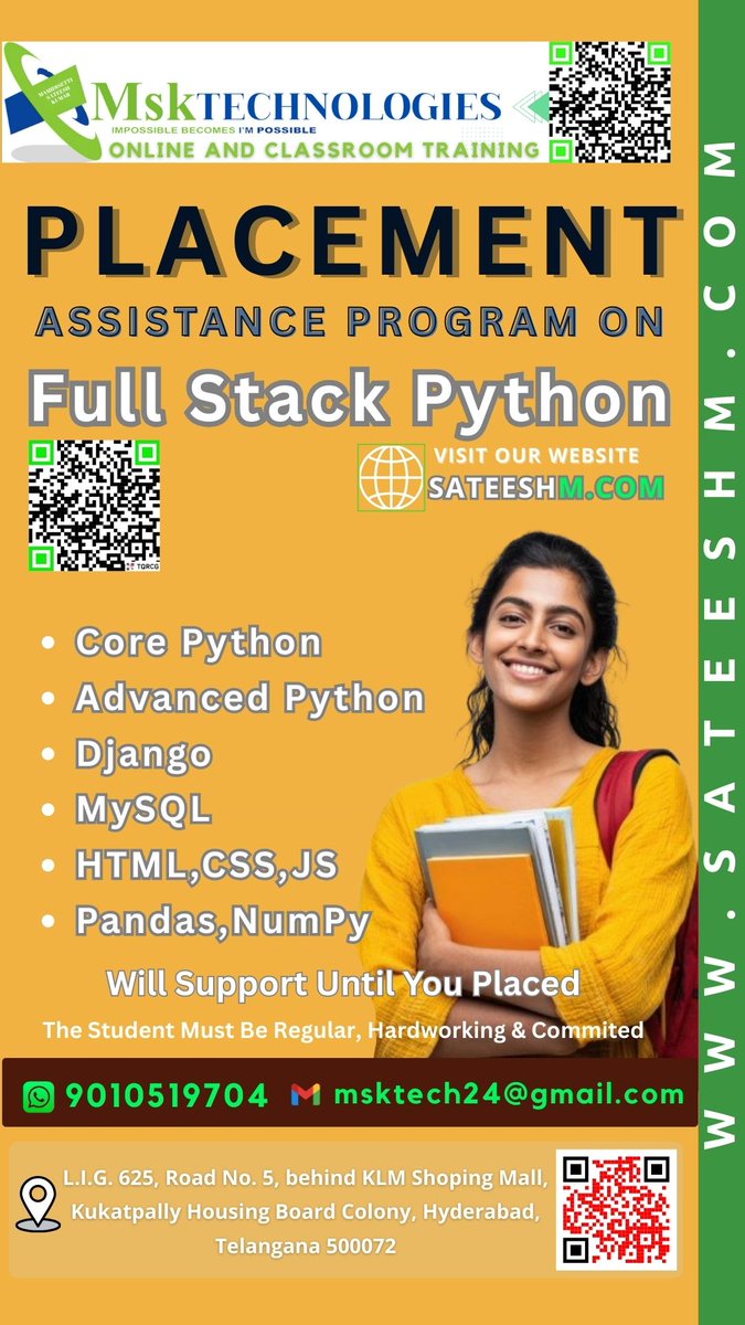 msktutorials's tweet image. Best Java Full Stack coaching institutes in ameerpet | SR Nagar | KPHB | Kukatpally | Hyderabad | Palakollu
For More Information Visit: sateeshm.com