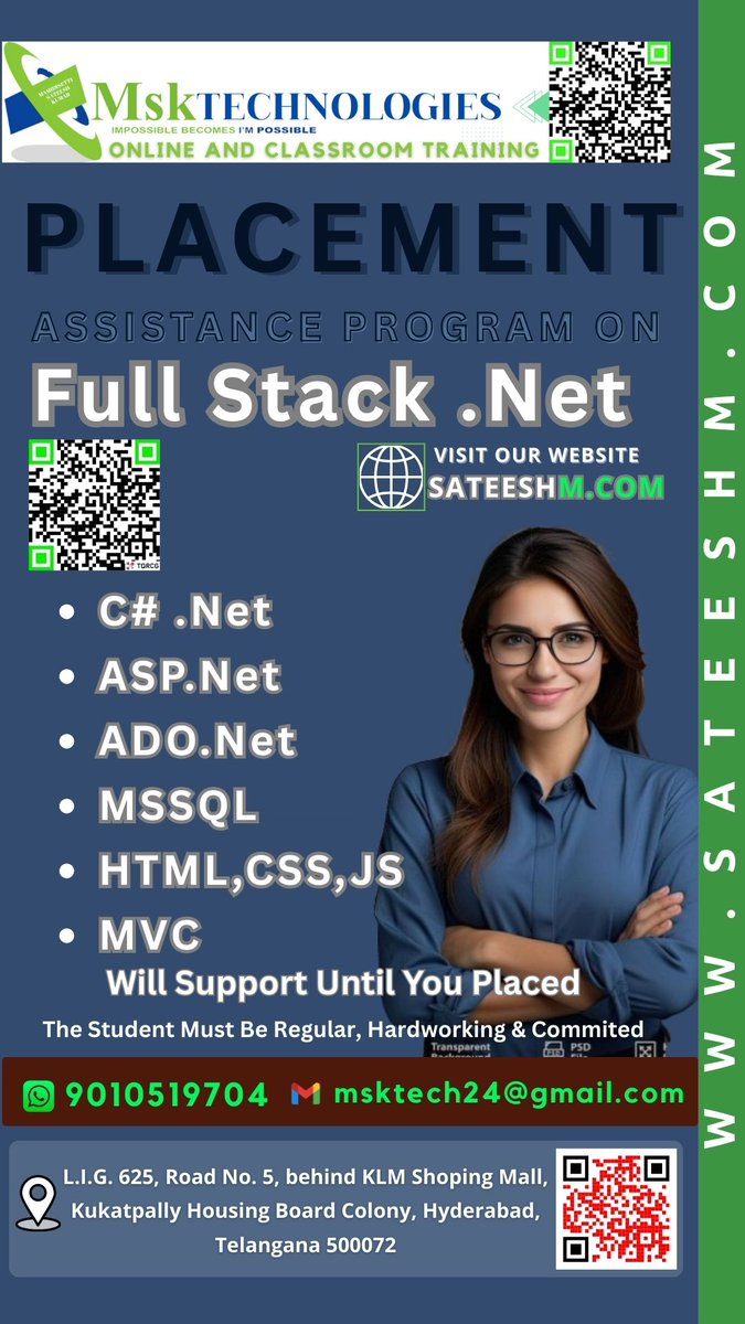 msktutorials's tweet image. Best Java Full Stack coaching institutes in ameerpet | SR Nagar | KPHB | Kukatpally | Hyderabad | Palakollu
For More Information Visit: sateeshm.com