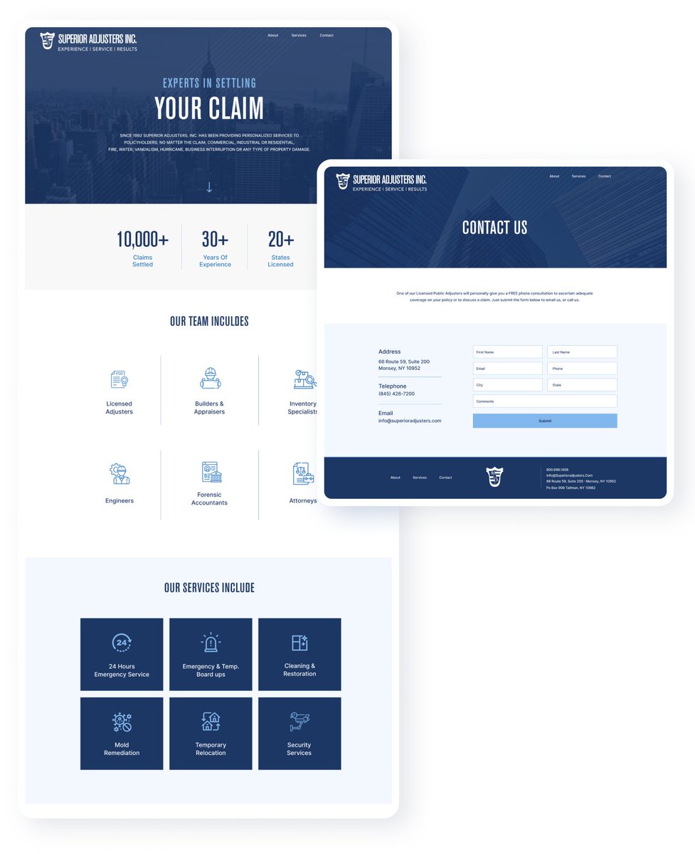 nextbracket's tweet image. Since 1992 Superior Adjusters, inc. has been providing personalized services to policyholders, no matter the claim, commercial, industrial or residential, fire, water, vandalism, hurricane, business interruption or any type of property damage.

superioradjusters.com