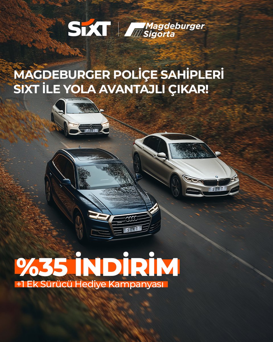 Magdeburger Sigorta poliçe sahiplerine özel SIXT Rent a Car’da tüm araç gruplarında %35 indirim ve 1 ücretsiz ek sürücü fırsatı sizi bekliyor!

📋Bu kampanyadan sadece Magdeburger Sigorta poliçe sahipleri faydalanabilir.
📅Kampanya 31.12.2025 tarihine kadar geçerlidir.
❗Kampanya