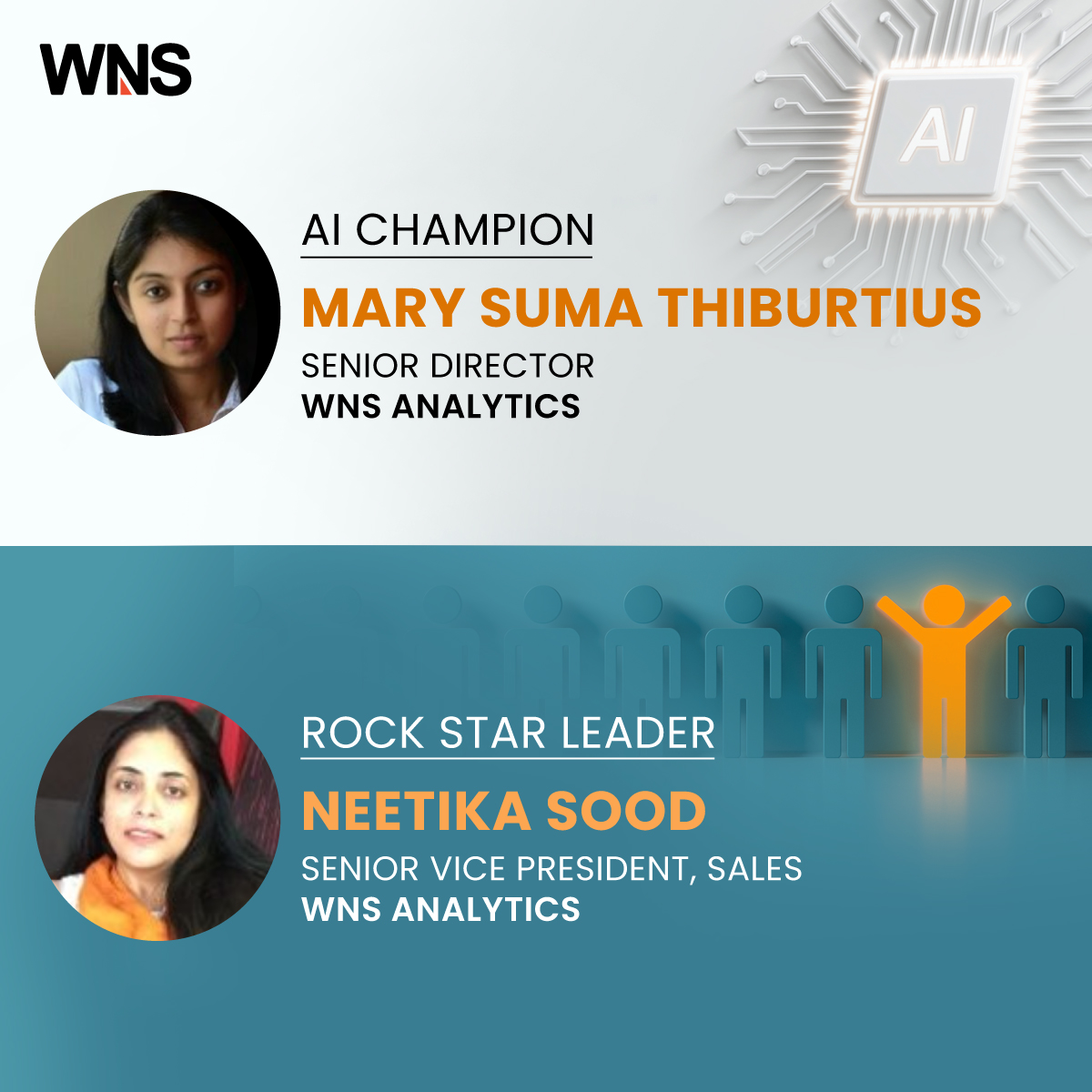 wnsholdings's tweet image. Bold minds, big impact! Congrats to WNS’ USA finalists at @ISG_News Women in Digital Awards 2025 — Mary Suma Thiburtius &amp;amp; Neetika Sood. Their #recognition reflects our commitment to #empowering women shaping the #future of digital enterprises. #OutsmartTheFuture