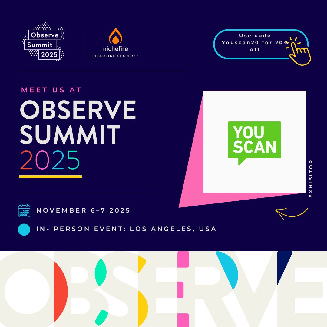 🦾 Los Angeles, we’ll see you at #ObserveSummit 2025!

Join us on Nov 6–7 for the leading event in social intelligence, hosted by The Social Intelligence Lab. Our YouScan team is attending &amp; we’d love to meet you there!

🎟️ Use code YouScan20 for 20% off your ticket: