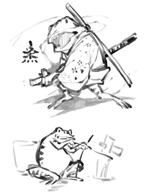 亜桜が気の向くままに描いたイラスト9  #akmki
カエルの侍 