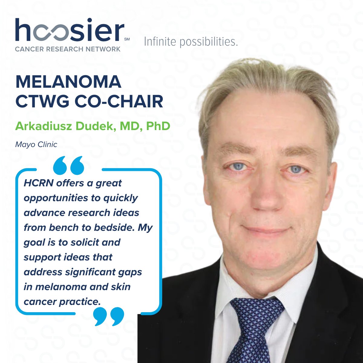 hoosiercancer's tweet photo. HCRN welcomes Anna Pavlick, DO, MBA (Weill Cornell), Michael C. Lowe, MD, MA (Emory Winship), and Arkadiusz Z. Dudek, MD, PhD (Mayo Clinic) as co-chairs of the Melanoma Clinical Trial Working Group.

👉 Read more:https://t.co/n4vbVgsqiX 

#HCRN #Melanoma #CancerResearch https://t.co/PgAeT02zaZ