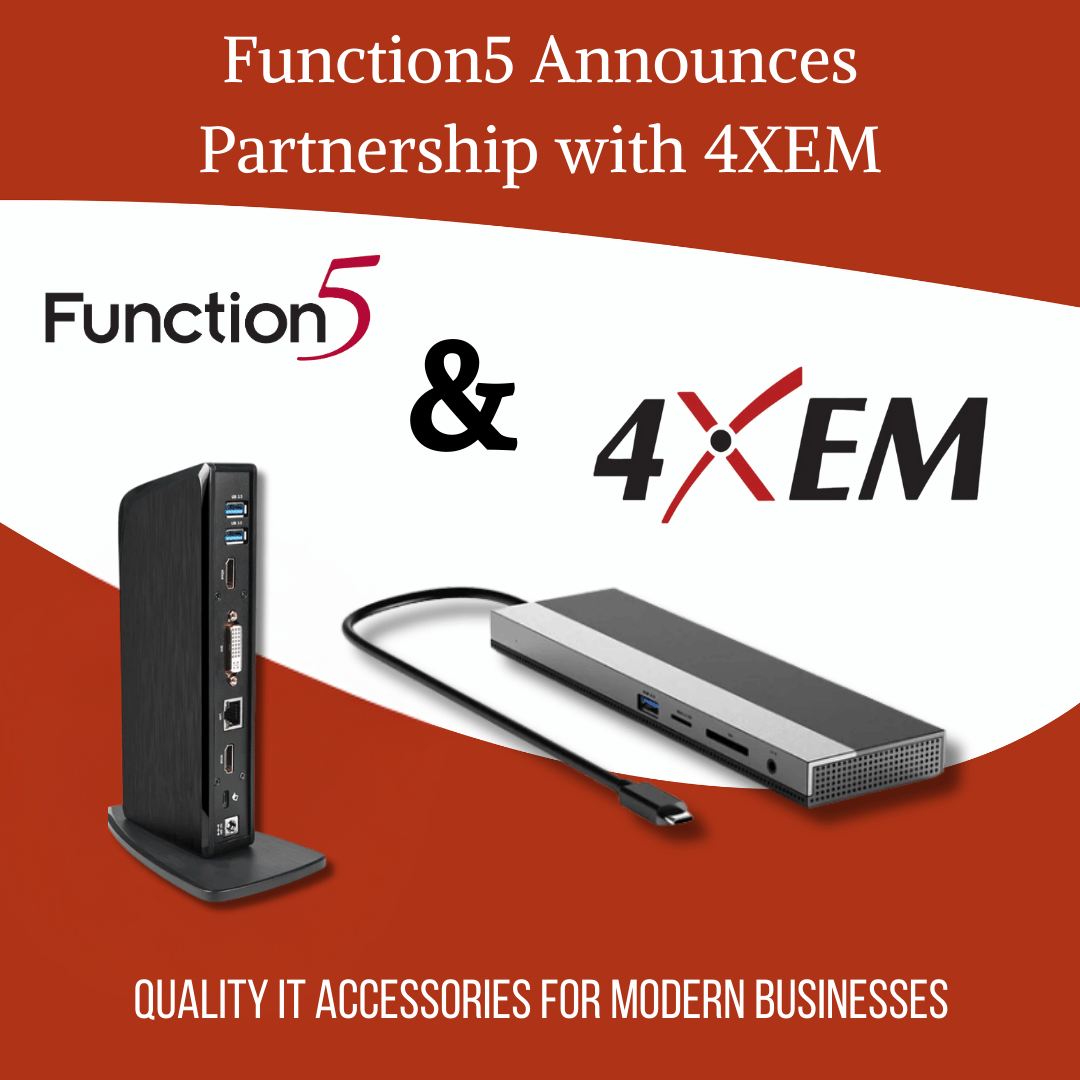 F5Technology's tweet photo. Function5 is happy to announce our partnership with 4XEM: Quality IT accessories for modern businesses. See all of our partners at: https://t.co/f9ekQAiSG1 https://t.co/XpgGnZPsrJ
