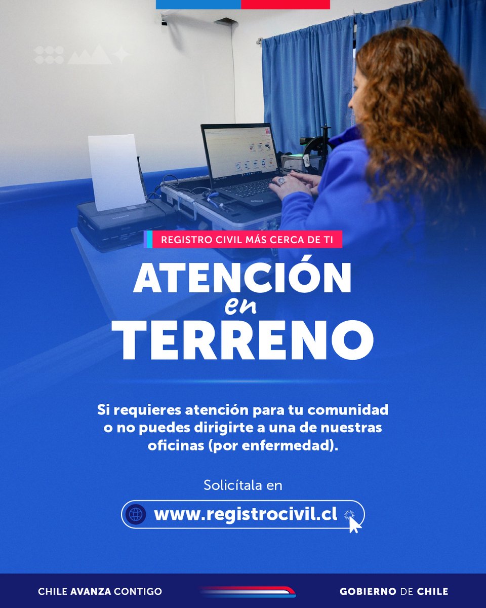 Semanalmente recorremos ciudades, pueblos, caletas, comunidades, centros comerciales, juntas de vecinos, domicilios y donde se requiera, para llegar más cerca de ti.

Revisa requisitos y solicita en: registrocivil.cl/principal/cana…

#Iquique #AltoHospicio #PozoAlmonte #Tamarugal
