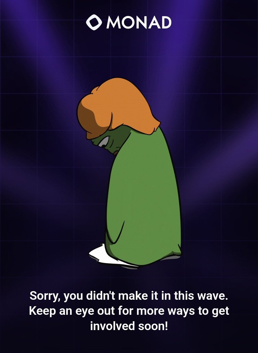 Did you see this screen?
congratulations! You are a true community member recognized by <a href="/monad/">Monad ⨀</a> !!!

now congratulate each other on the card recipients and enjoy the festival on our upcoming turn!!