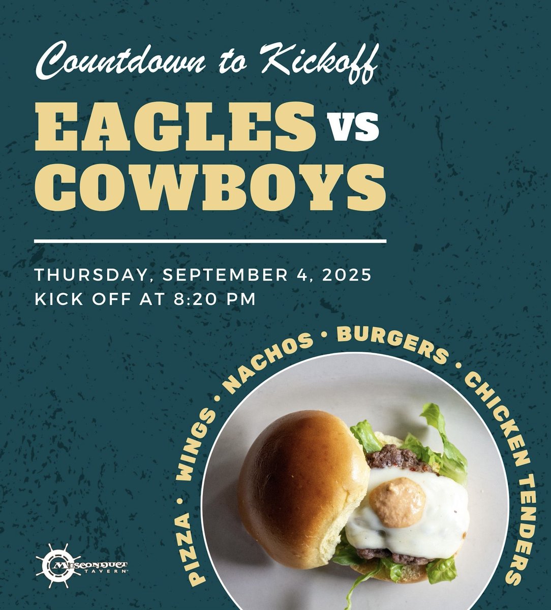 The Eagles are back! 🍻 

Watch them take on the Cowboys with ice-cold beers, flavor-packed wings, and the best vibes in Philly 🦅

#misconducttavern #gamedayvibes #nflkickoff #footballseason #phillysports #philly #eagles #phillyeats #flyeaglesfly🏈