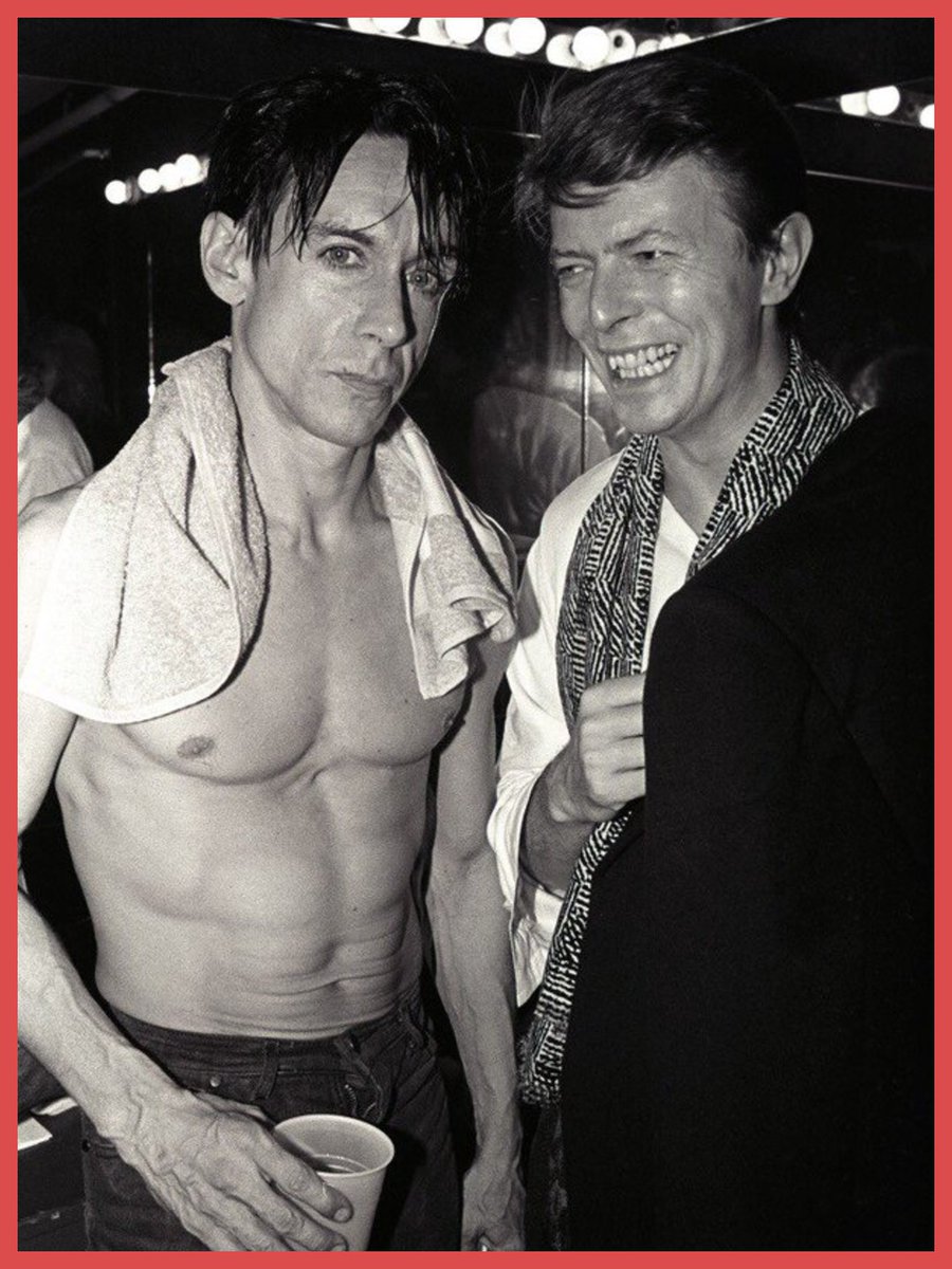 David Bowie and Iggy Pop backstage at The Ritz in New York City, 1986