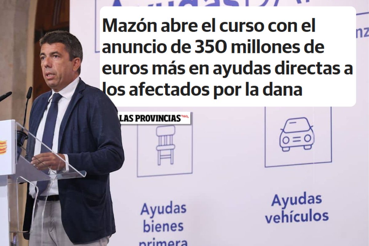 Más de 1.157 millones en ayudas directas, sin trabas ni excusas.

Mientras Sánchez bloquea, Mazón cumple y reconstruye.