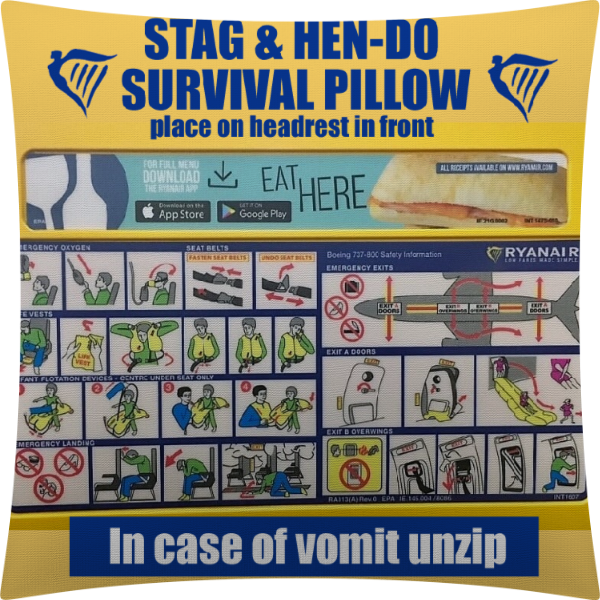 I've never quite managed to get comfy as I pray to the god of hangovers on the back of the seat in front on <a href="/Ryanair/">Ryanair</a> so decided to create my own survival pillow while remaining aware of the essential safety information at all times✈️