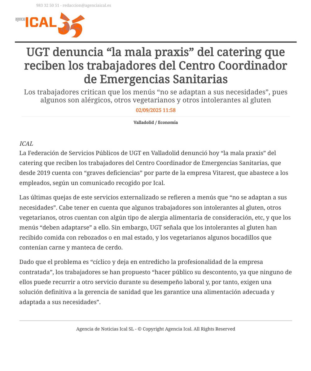 UGT_SP_CYL's tweet image. 🍽 Denunciamos "la mala praxis" del catering que reciben los  trabajadores del Centro Coordinador de Emergencias Sanitarias.
#EESS
#Ical