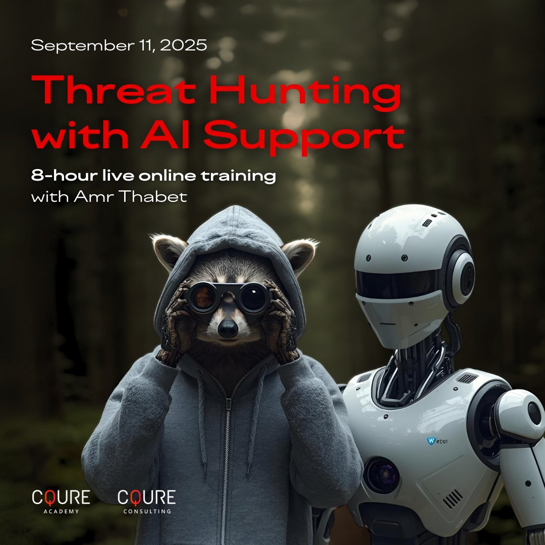 CQURE Academy (@cqureacademy) on Twitter photo Chasing threats all over the system < Hunting them with AI 🏹
Join <a href="/Amr_Thabet/">Amr Thabet</a> for a game-changing 1-day online course on September 11, 2025 👉 cqureacademy.com/cyber-security…
Ready for the next step in using AI?
#ThreatHunting #AIInCybersecurity #MachineLearning Chasing threats all over the system < Hunting them with AI 🏹
Join <a href="/Amr_Thabet/">Amr Thabet</a> for a game-changing 1-day online course on September 11, 2025 👉 cqureacademy.com/cyber-security…
Ready for the next step in using AI?
#ThreatHunting #AIInCybersecurity #MachineLearning