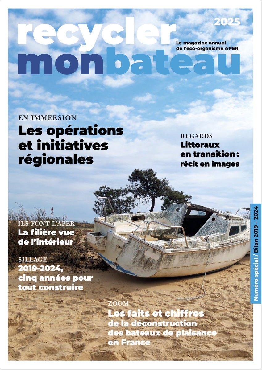 Tout chaud sorti du four, voici le premier magazine de la filière portée par l'APER, dédiée à la collecte, la déconstruction, le recyclage et la valorisation des bateaux de plaisance en fin de vie. A lire et télécharger sur recyclermonbateau.fr/le-magazine-an… #recyclermonbateau #écoorganisme