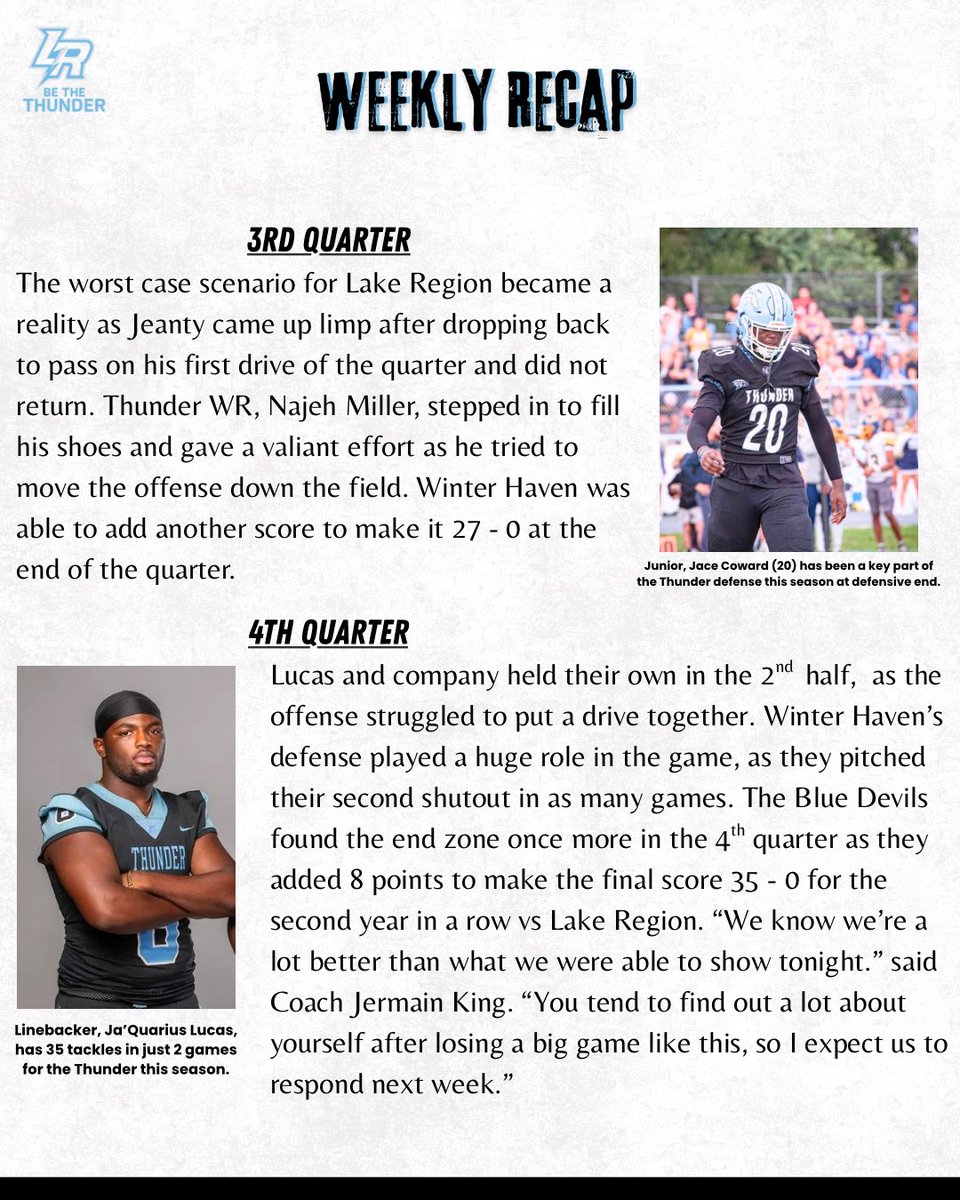 Week 2 Recap vs Winter Haven! <a href="/thunderball_95/">Lake Region Football</a> <a href="/polk_way/">PolkWay</a> <a href="/RealNews102/">Drew Johnson</a> <a href="/Andy_Villamarzo/">Andy Villamarzo</a>