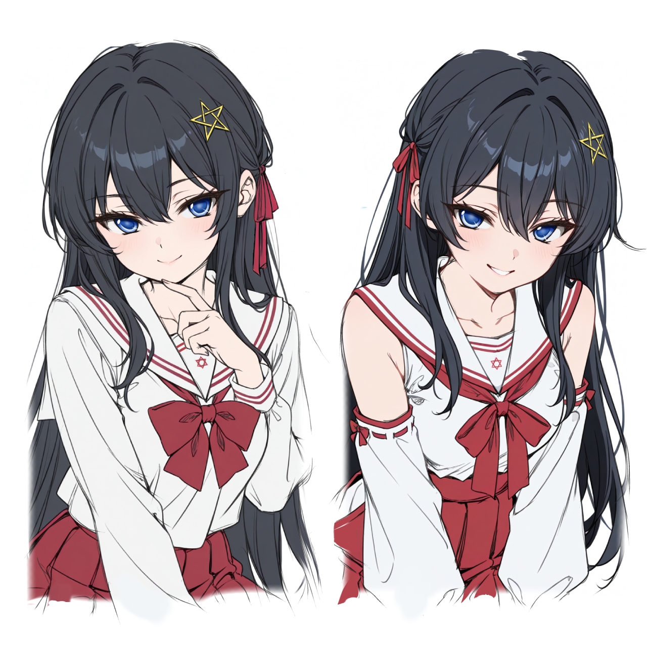 ツヅキエイミ　鉛筆画 女の子 セーラー服 サイン入り Yahoo!オークション - オリジナル 手描きイラスト セーラー服
