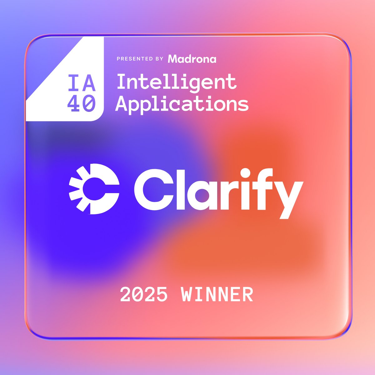 Humbled to share that <a href="/getclarify/">Clarify</a> is an #IA40 list winner! Surreal to be on the same list as incredible companies like <a href="/OpenAI/">OpenAI</a>, <a href="/AnthropicAI/">Anthropic</a>, <a href="/linear/">Linear</a>, and others that we deeply admire. The list: ia40.com/the-list

Try us out to see why @ clarify.ai