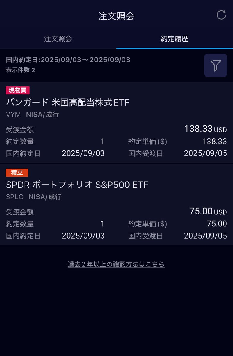 LeftyInvester's tweet image. 今夜の米国ETF購入🇺🇸

VYM
合計130個

SPLG
合計147個

少しずつでも積み上げれば
いつか大きな力に
投資は継続力

#SPLG
#VYM
#積立投資
#米国ETF
#長期投資