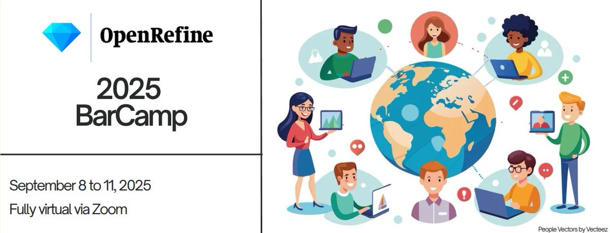 ⏳ Last call to register for #OpenRefine 2025 virtual #Barcamp &amp; submit session ideas! Event runs Sept 8–11.

👉 Register now:  forms.gle/nBifPoDgz5pVYu…
📖 All details: bit.ly/4n9eyw8