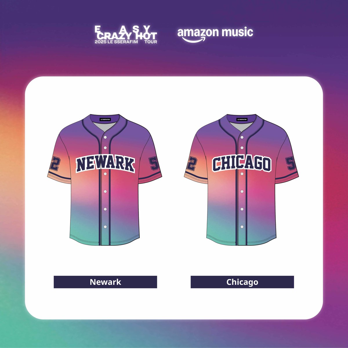 LESSERAFIM ベースボールジャージ シアトル限定 2025 LE SSERAFIM TOUR 'EASY CRAZY HOT' IN NORTH AMERICA (NEWARK