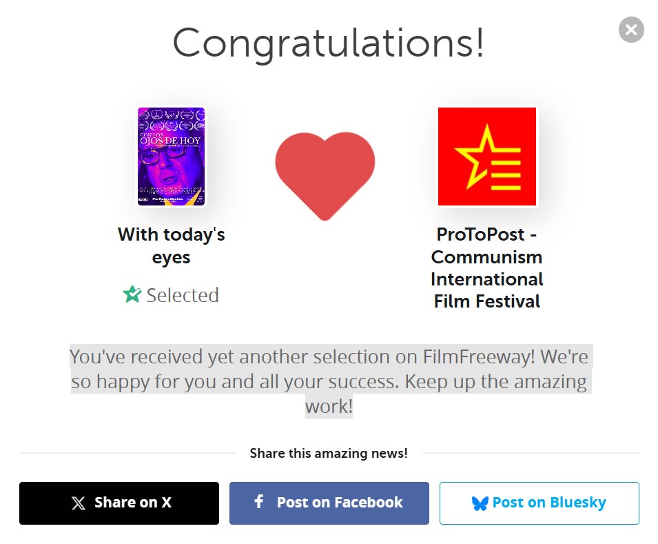 <a href="/conlosojosdehoy/">ConLosOjosDeHoy</a> Ha sido seleccionado para ser parte del Festival de Cine ProToPost 2024/25 que se realizará entre el 12 y 14 sept próximo en Italia #protopostinternational