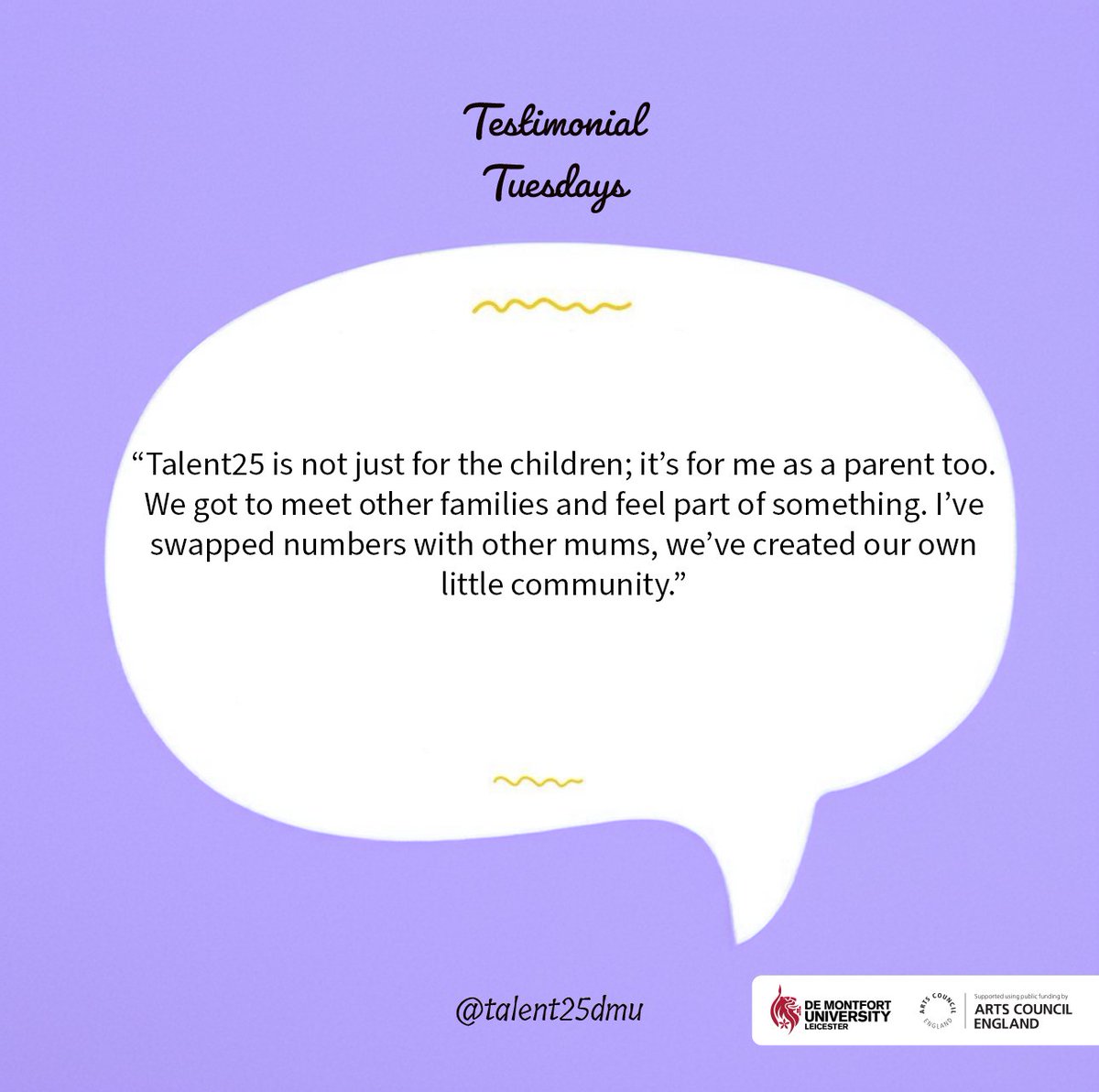 Hear more from our amazing parent participants as they share inspiring and honest stories about the positive impact our sessions are making together. ✨

#Talent25DMU #TestimonialTuesday #DMUResearch #WeAreTalent25 #T25Artists #AspireCreativity #ResearchProgramme