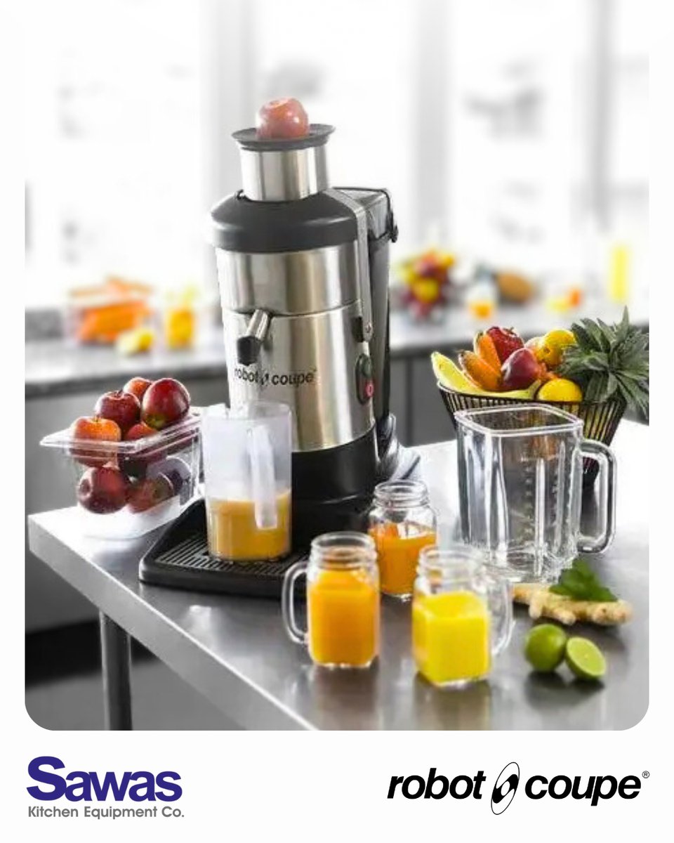 OnlineSawas's tweet image. Power meets performance! Fresh juices made easy with the Heavy Duty Juice Extractor from Robot Coupe | Perfect for cafés, restaurants, and juice bars!

Newly Restocked and available at Sawas Kitchen Equipment Co.
#sawaskitchenequipment #robotcoupe #juicer #juiceextractor