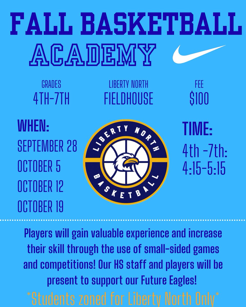 FALL ACADEMY DATES/TIMES ‼️‼️

🔗to Register : lneaglecamps.com/basketball-men…