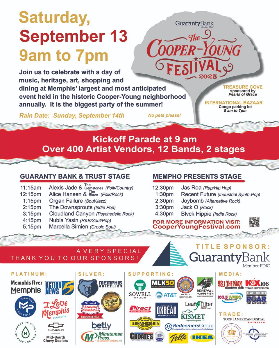 The countdown is ON.........11 more sleeps until Guaranty Bank &amp; Trust Company Cooper Young Festival!  We can't wait to see you!  It will be a BLAST!