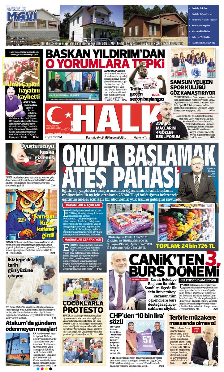 Bugün ⁦<a href="/HedefHALK/">Samsun Halk Gazetesi</a>⁩