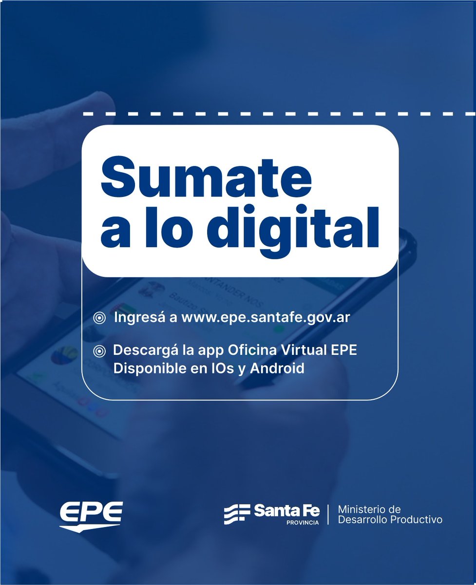 Desde el 1° de septiembre las Altas de Servicio y Cambios de Titularidad serán únicamente a través de la oficina virtual
epe.santafe.gov.ar/oficinavirtual