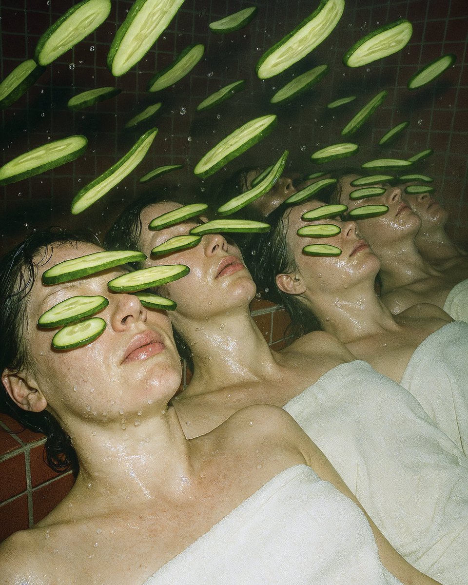 technicolora_'s tweet image. Soft launch of my cult 🌀🥒🌫️
Membership includes: 
– collective face misting 
– guided cucumber levitation 
– multi-handed prayer 
– infinite braiding sessions