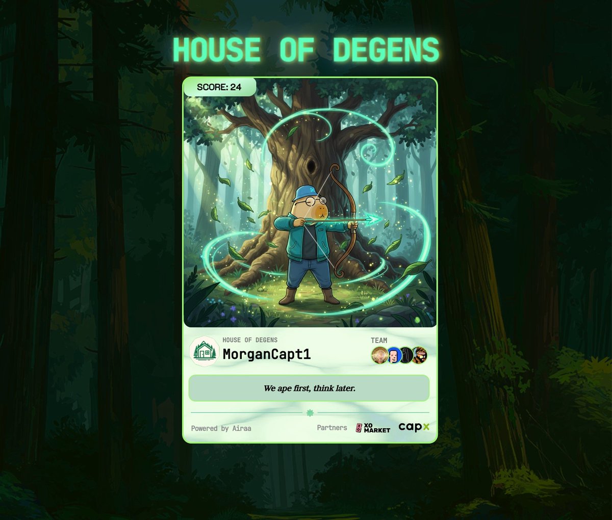MorganCapt1's tweet image. Just got this dope Aura card from @AiraaAgent
Airaa is a new and innovative infoFi project that connects both social- and on-chain signals.
Their goal is to identify and reward rea l/ genuine creators.
Time to start max farming aura → airaa.xyz